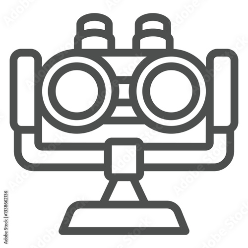 City binoculars on stand line icon, optical equipment concept. Vector graphics. Landscapr view looking lens sign on white background, outline style icon for mobile or web design.