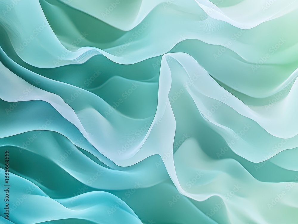 Fototapeta premium Soft Flowing Fabric Textures in Shades of Aqua and Mint Green