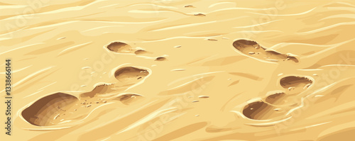 Footprints in sandy desert dunes illustrating solitude and deserted landscape.