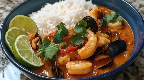 Seafood Curry with Rice, Ready to Eat photo