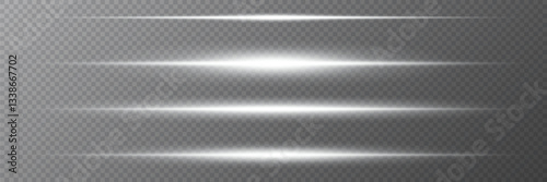 Neon white horizontal lines. Bright rays of light. Vector illustration. EPS 10.