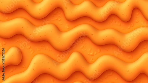 A dramatic desert canyon background 2D illustration with deep orange rocks, sunlit crevices, and a winding river cutting through the land