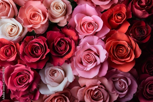 Roses in Various Shades From Delicate Pink to Deep Red Arranged Beautifully for a Floral Display Generative AI