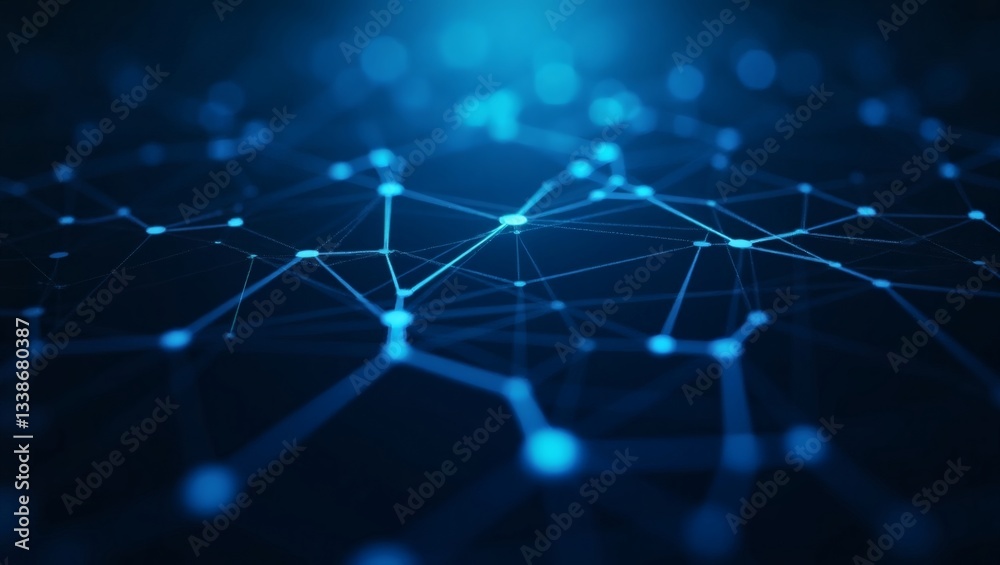 Obraz premium a blue digital network with interconnected lines and glowing nodes, representing modern technology and communication
