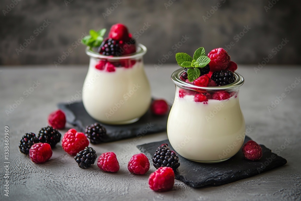 Delicious Yogurt Jars Topped With Fresh Berries Ready to Delight Your Taste Buds Generative AI Delicious Yogurt Jars Topped With Fresh Berries Ready to Delight Your Taste Buds Generative AI