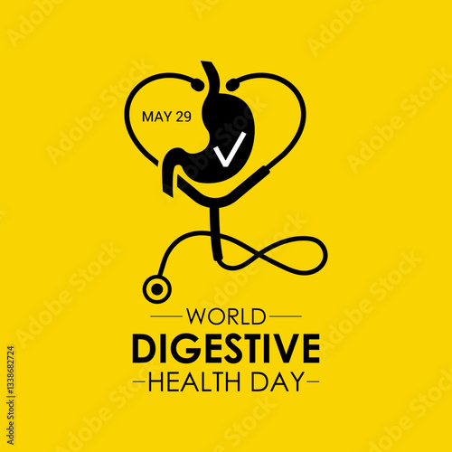 World Digestive Health Day Banner and web design. Digestive Wellness Starts Here Support Stomach Health Awareness month is May. Banner poster, flyer and background design template.