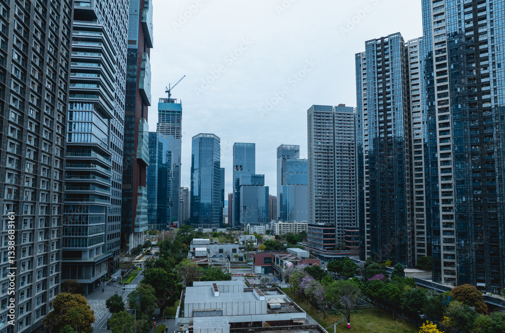 Fototapeta premium Aerial view of landscape in Shenzhen city, China