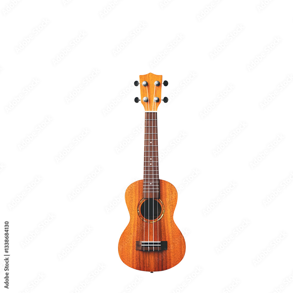 Obraz premium Ukulele with a small wooden body and smooth frets