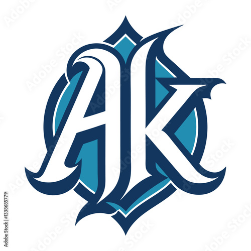 beautiful monogram letter logo AK with white background.