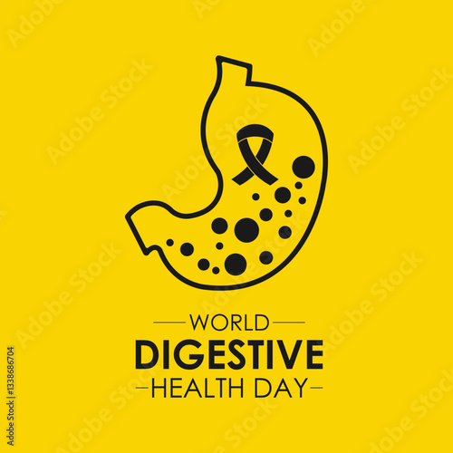 World Digestive Health Day Banner and web design. Digestive Wellness Starts Here Support Stomach Health Awareness month is May. Banner poster, flyer and background design template.