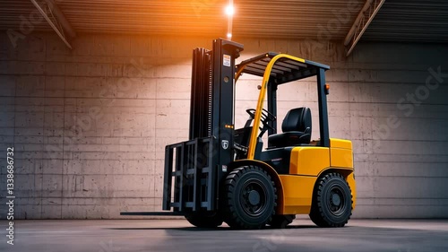 Wallpaper Mural A forklift expertly maneuvers through a contemporary warehouse, showcasing seamless logistics. Torontodigital.ca