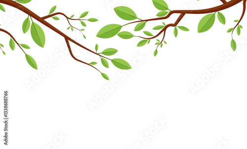 Border summer branch leaves tree cartoon illustration