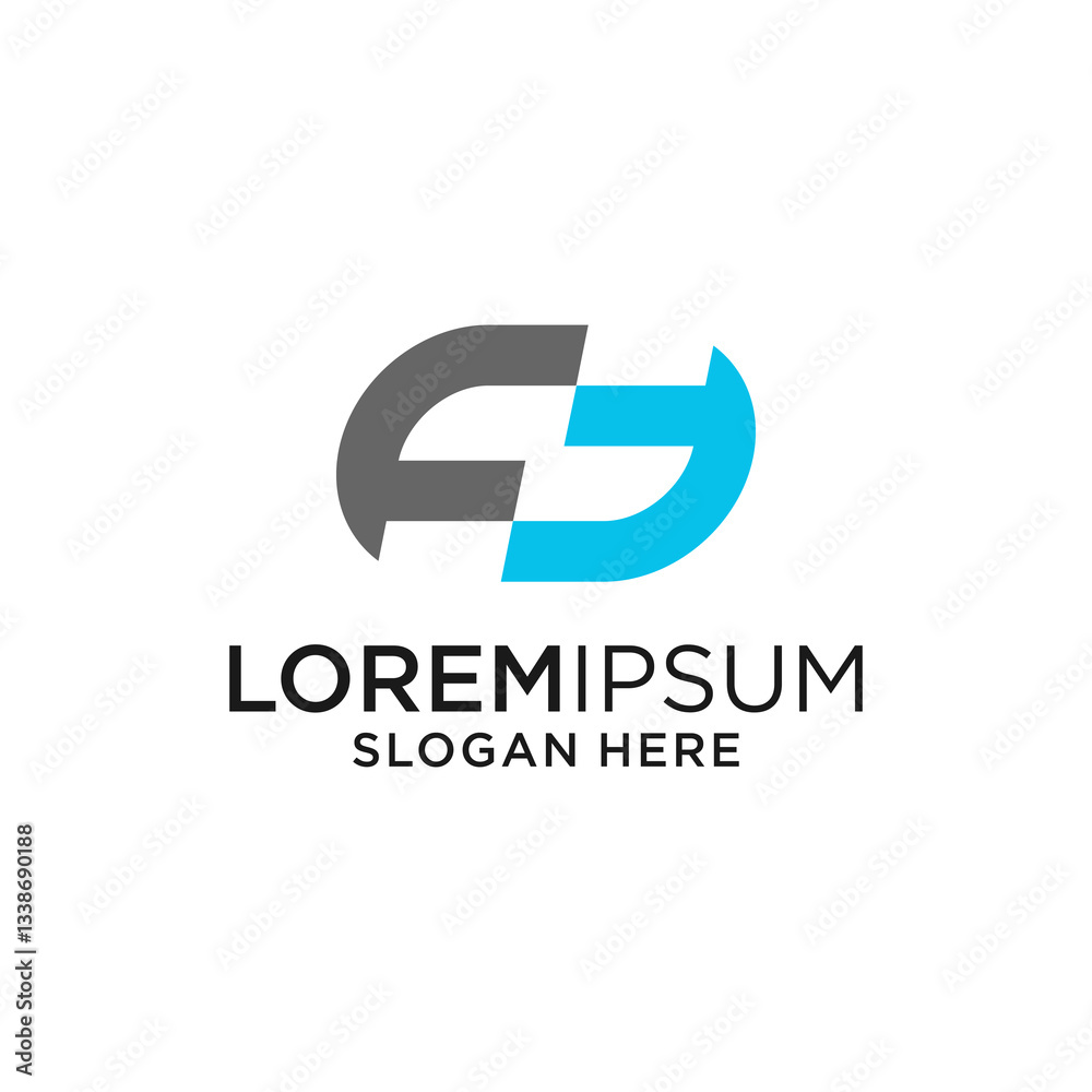 Abstract Modern Gray And Blue Letter FS Logo Design Abstract Modern Gray And Blue Letter FS Logo Design