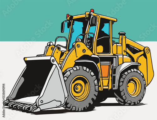 Powerful Loader in Action - Construction Equipment Illustration