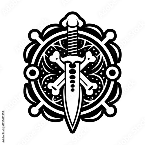 A solid style icon of bone knife tattoo