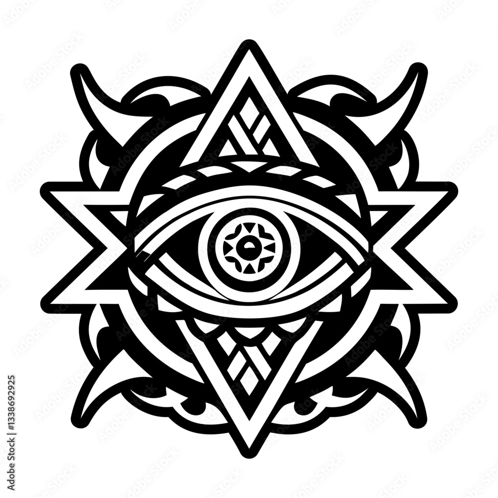 A filled style icon of devil eye tattoo A filled style icon of devil eye tattoo