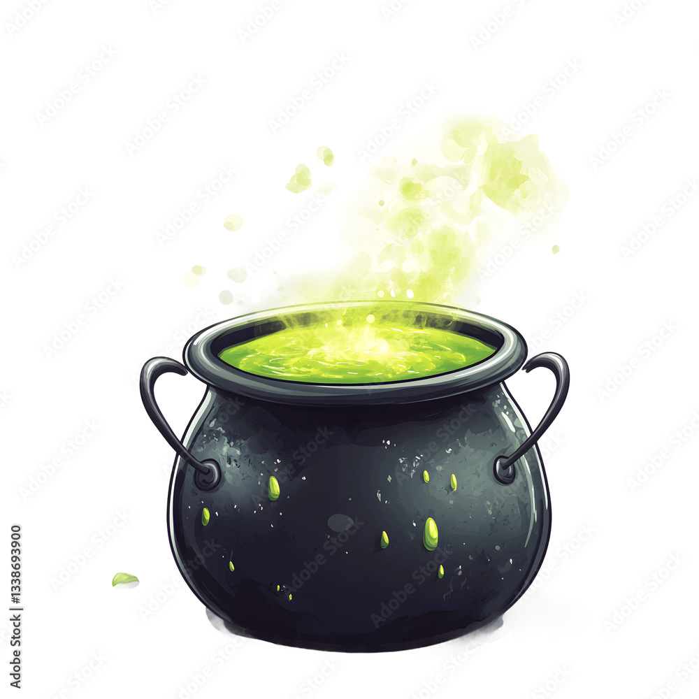 Vector of a spooky Halloween cauldron bubbling Vector of a spooky Halloween cauldron bubbling