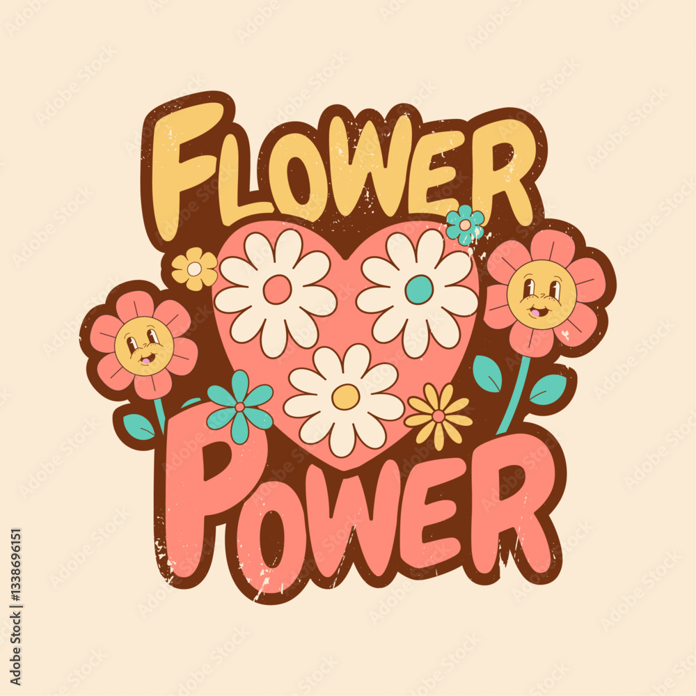 Obraz premium flower power groovy design