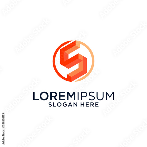 Abstract Orange And Red Geometric Letter S Logo Design