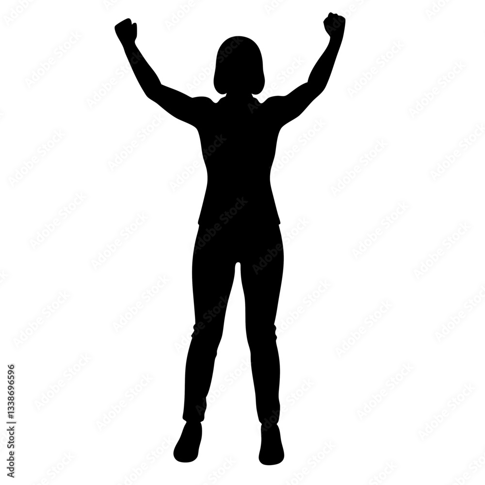 Silhouette of a man with arms raised in a dynamic pose Silhouette of a man with arms raised in a dynamic pose