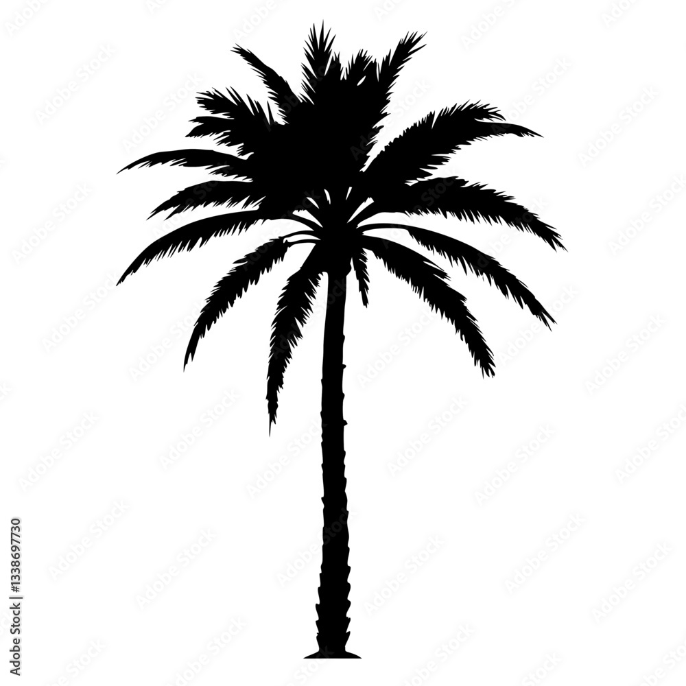 Silhouette of tropical palm trees on a white background Silhouette of tropical palm trees on a white background