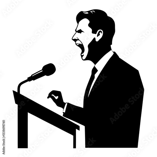 A businessman singer holding a microphone in a studio