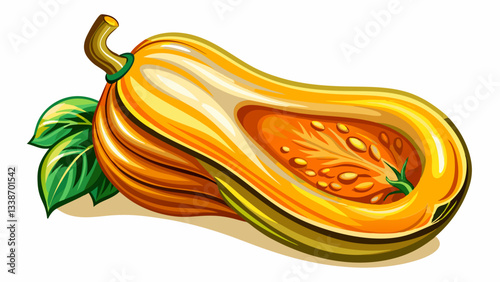 Fresh butternut squash on transparent background showcasing its vibrant color and unique shape, butternut squash isolated on transparent background