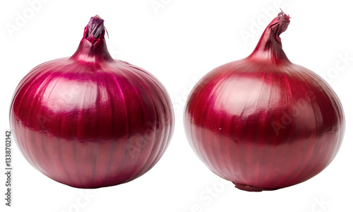Red onion set, fresh onion collection isolated