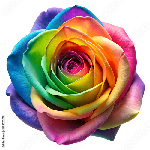 Vibrant Rainbow Rose Closeup Stunning Colorful Flower Petals