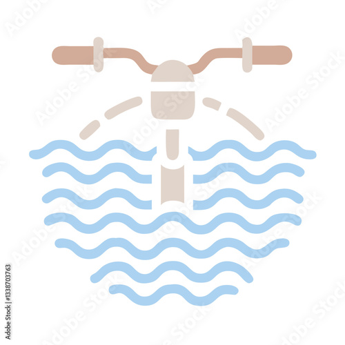 Hydrobike in Water Waves Icon Illustration