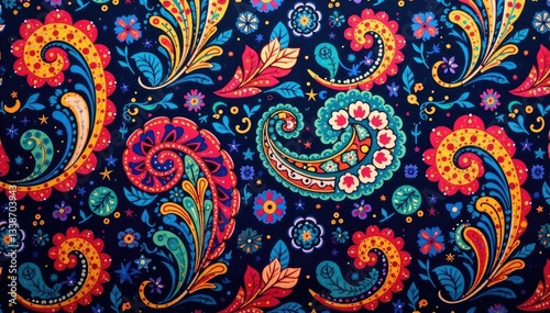 Bold, colorful paisley print on rich textured background Curved lines and organic forms , art, boho, seamless