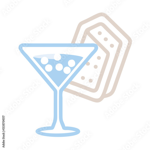 Minimalist Cocktail and Crackers Illustration