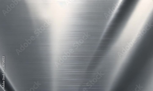 Brushed metal texture with smooth polished reflections, creating an industrial and modern look. Concept of material and technology