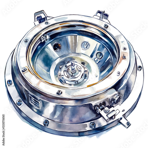 A watercolor vector painting of a high-speed centrifuge, isolated on a white background.

