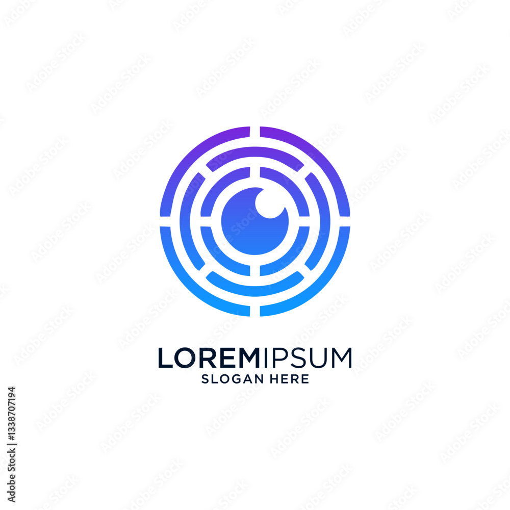 Abstract Pixel Eye Logo Design with Blue Purple Gradient Abstract Pixel Eye Logo Design with Blue Purple Gradient