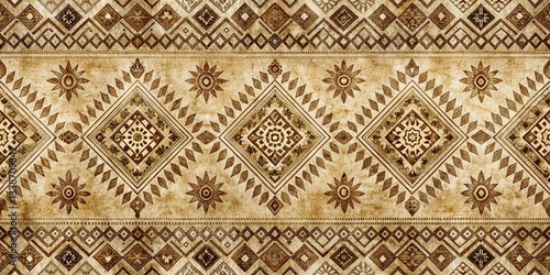 Vintage Beige Bohemian Watercolor Pattern: Abstract Grunge Batik Texture Background