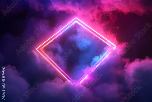 Wallpaper Mural Neon Square Frame in Pink and Blue Smoke Torontodigital.ca
