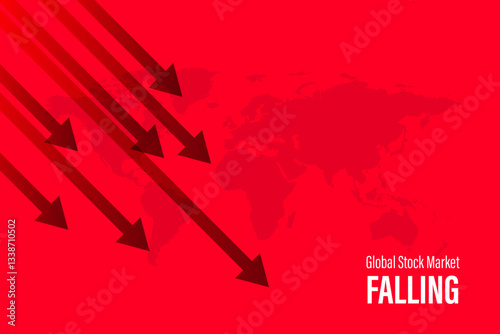 Global Stock Market Falling with Declining Graph and Economic Downturn Illustration
