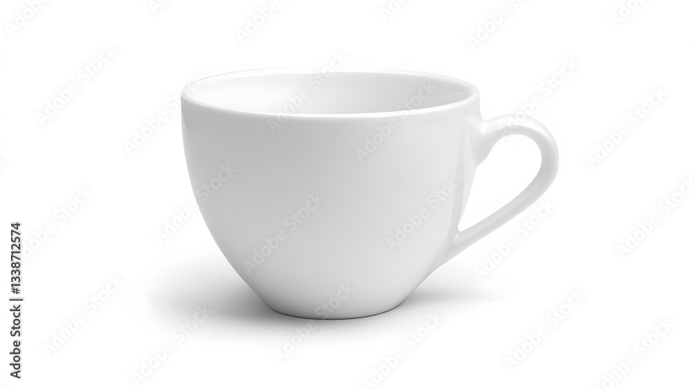 A single white ceramic coffee cup sits empty A single white ceramic coffee cup sits empty