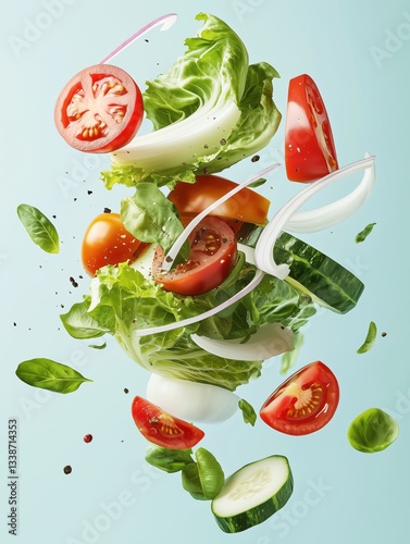 Fresh Vegetables in a Dynamic flying Composition