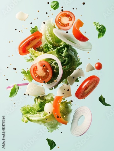 Fresh Vegetables in a Dynamic flying Composition