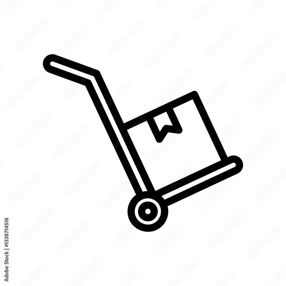 Hand Truck Trolley Carrying a Box Icon for Delivery and Logistics Hand Truck Trolley Carrying a Box Icon for Delivery and Logistics