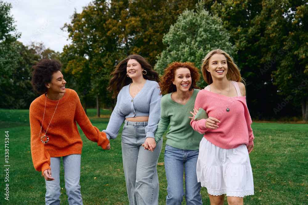 Celebrating friendship and style during a vibrant spring day in the park Celebrating friendship and style during a vibrant spring day in the park