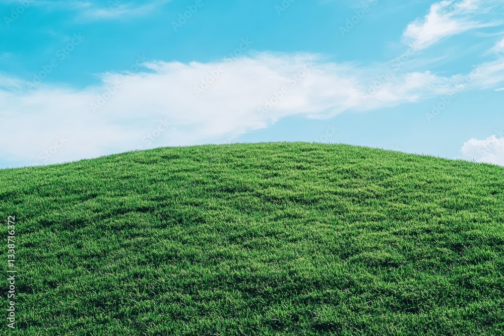 Fototapeta premium Bright green hedge with clean cut top edge under a clear blue sky during daytime Generative AI