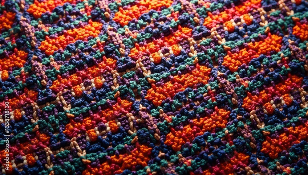 Intricate woven textile with repeating geometric shapes , wallpaper, macro Intricate woven textile with repeating geometric shapes , wallpaper, macro