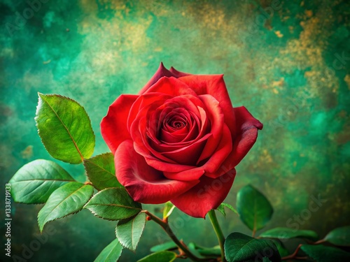 Vibrant Red Rose Panoramic Photography: Artistic Floral Still Life with Decorative Elements