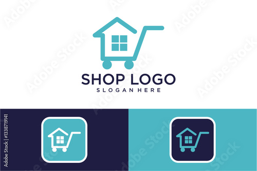 Abstract Teal And Blue Shop Logo Design