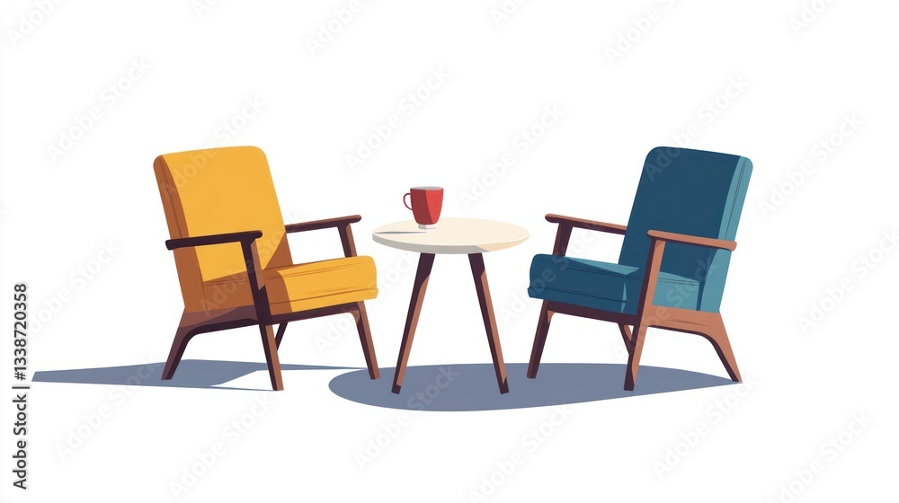 Fototapeta premium Two vintage chairs and a table for a coffee date
