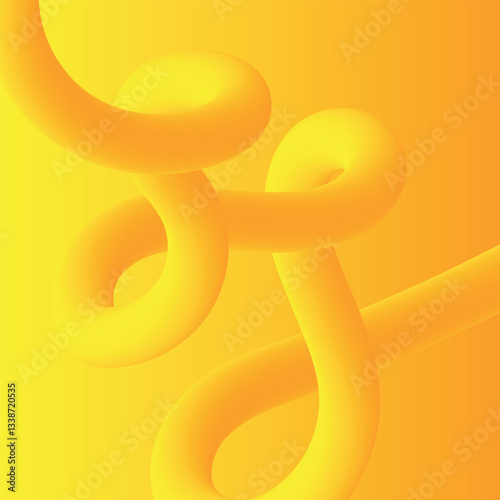Abstract 3d curve line. Yellow gradient liquid blended fluid. 3d blend stripe path. Creative yellow fluid shape design. Futuristic wave concept