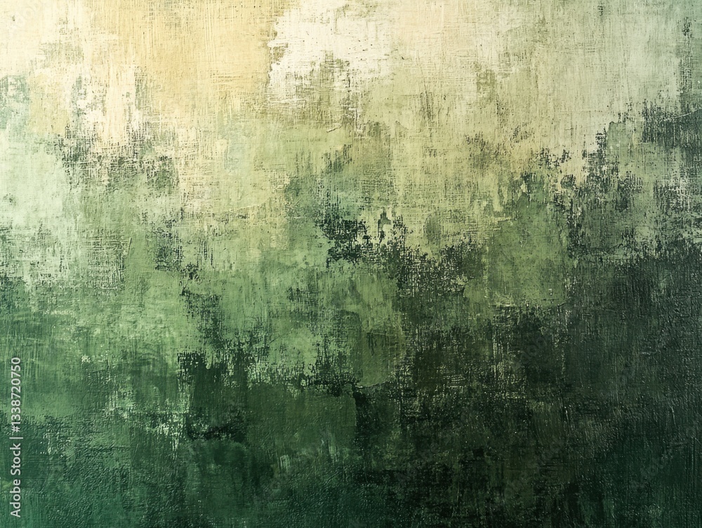 Obraz premium Abstract Impressionist Painting of a Forest Landscape with Green and Yellow Hues on Textured Canvas